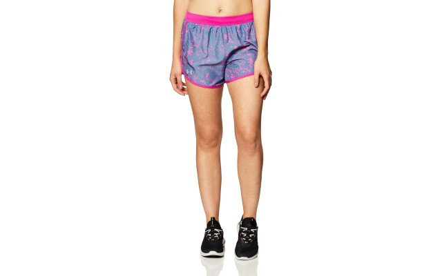  Women’s Fly By Printed Shorts, Purple, X-Large