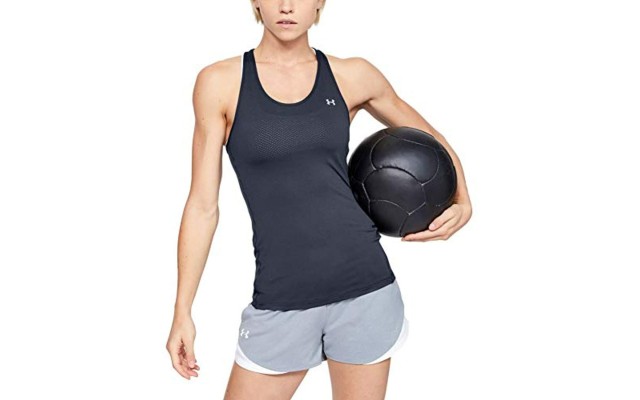  Women’s HeatGear Armour Racer Tank, Midnight, Large