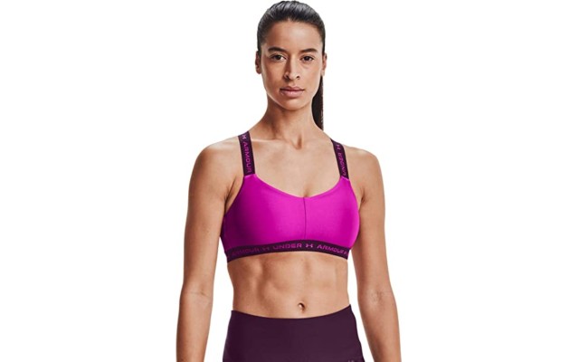  Women’s HeatGear Low Impact Sports Bra, Pink, Small