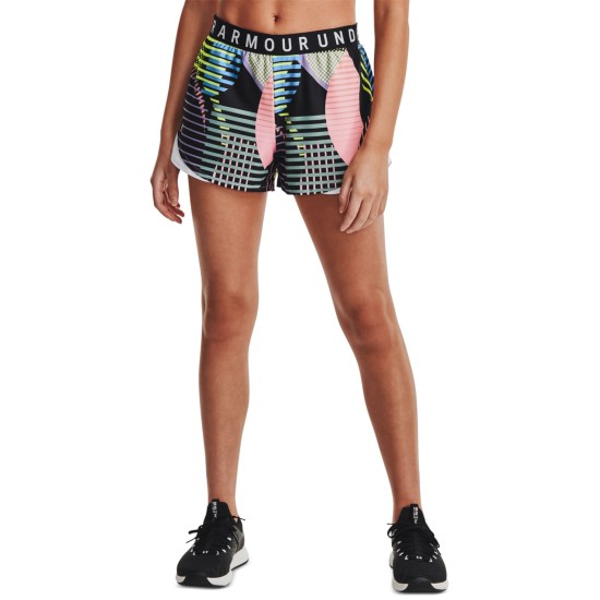  Women’s Play Up Printed Shorts, Black/Multi, X-Small