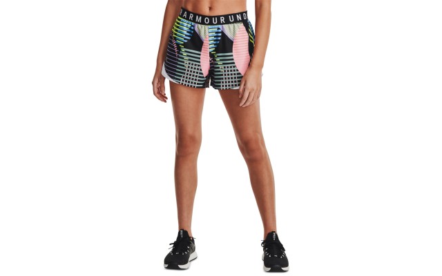  Women’s Play Up Printed Shorts, Black/Multi, X-Small