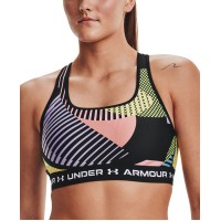 Under Armour Women’s Printed Cross-Back Medium Impact Sports Bra, Black, X-Large