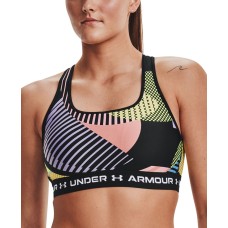 Under Armour Women’s Printed Cross-Back Medium Impact Sports Bra, Black, X-Large