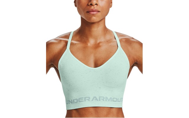  Womens Seamless Low Longline Sports Bra, Blue, Medium