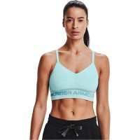 Under Armour Womens Seamless Low Longline Sports Bra,Turquoise, Small
