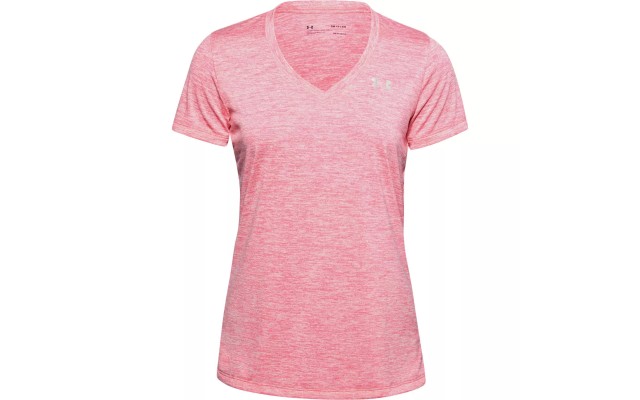  Women’s Tech V-Neck Twist Short-Sleeve T-Shirt, Pink Lemonade, X-Small