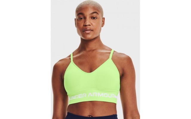  Women’s Ua Seamless Long-Line Low-Impact Sports Bra, Green, Large