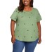  Ladies' Embroidered Tee, Green, Small