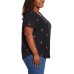  Ladies' Embroidered Tee, Black, Medium