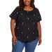  Ladies' Embroidered Tee, Black, Large