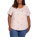 Ladies' Embroidered Tee, Pink, X-Large