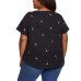  Ladies' Embroidered Tee, Black, Medium