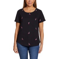 Vintage America Ladies' Embroidered Tee, Black, Large