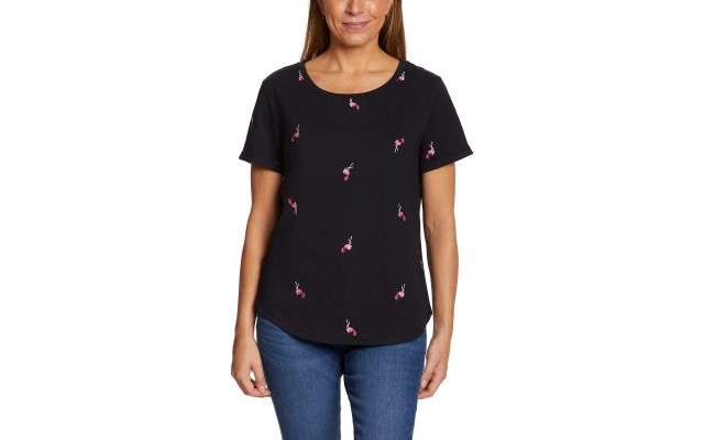  Ladies' Embroidered Tee, Black, X-Small