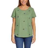 Vintage America Ladies' Embroidered Tee, Green, X-Small