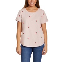 Vintage America Ladies' Embroidered Tee, Pink, 2X