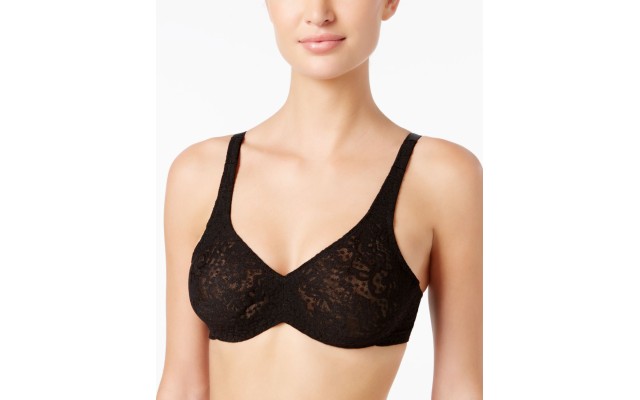  Women's Halo Lace Full Coverage Underwire Bras, Black, 40C