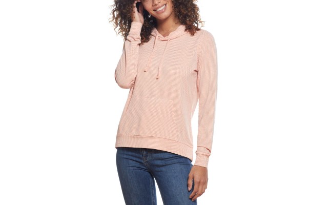  Ladies' Gingham Hoodie, Pink, XX-Large
