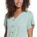  Ladies' Tie Front Top, Green, XX-Large