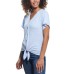  Ladies' Tie Front Top, Blue, Large