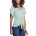  Ladies' Tie Front Top, Green, XX-Large