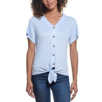 Weatherproof Vintage Ladies' Tie Front Top, Blue, X-Large