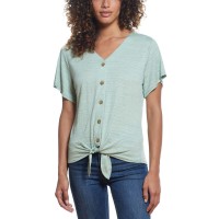 Weatherproof Vintage Ladies' Tie Front Top, Green, XX-Large