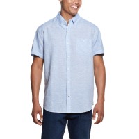 Weatherproof Vintage Men's Short Sleeve Woven, Blue, X-Large