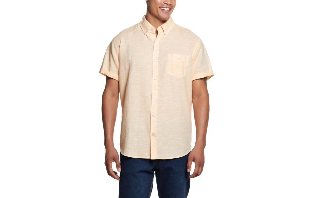  Men's Short Sleeve Woven, Orange, Small