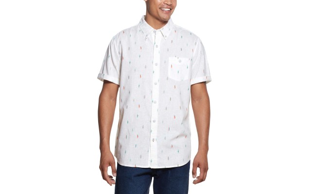  Men's Short Sleeve Woven, White, Medium
