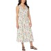  Ladies' Long Linen Blend Dress, White, Large