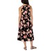  Ladies' Long Linen Blend Dress, Black, X-Small