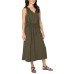  Ladies' Long Linen Blend Dress, Green, Large