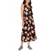  Ladies' Long Linen Blend Dress, Black, X-Small