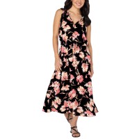 Well Worn Ladies' Long Linen Blend Dress, Black, Small