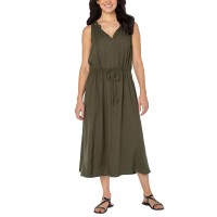 Well Worn Ladies' Long Linen Blend Dress, Green, Large