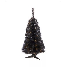 3ft. Black Artificial Christmas Tree with 50 LED Lights and 118 Bendable Branches