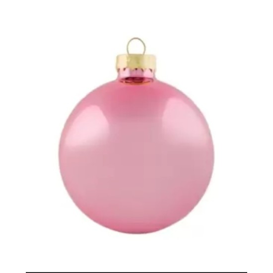 6ct Shiny Baby Pink Glass Ball Christmas Ornaments 2.75″