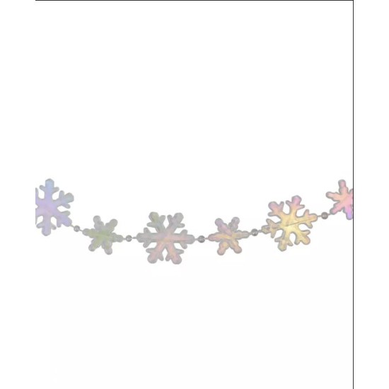 8 x 1 Clear and Pink Iridescent Snowflake Beaded Artificial Christmas Garland
