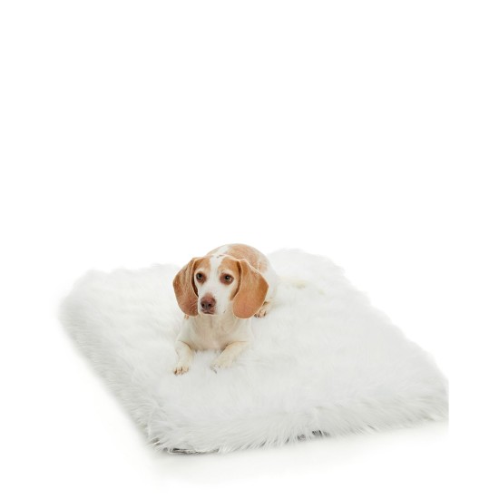 Allied Home Square Faux Fur Dog Bed, White