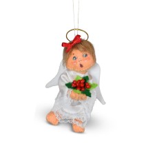 Annalee Angel with Holly Ornament, 3 inch