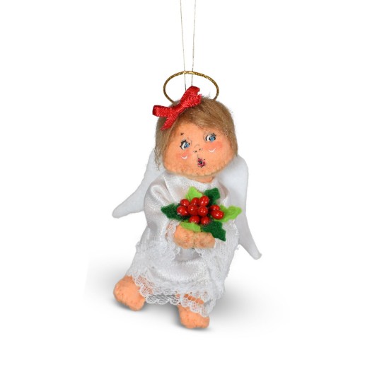 Angel with Holly Ornament, 3 inch