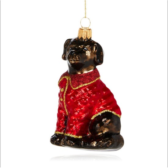 Bloomingdale’s Quilted Jacket Glass Labrador Ornament