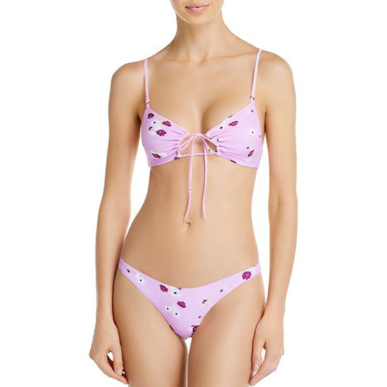  Sleeker Floral Print Bikini Bottom – Pink