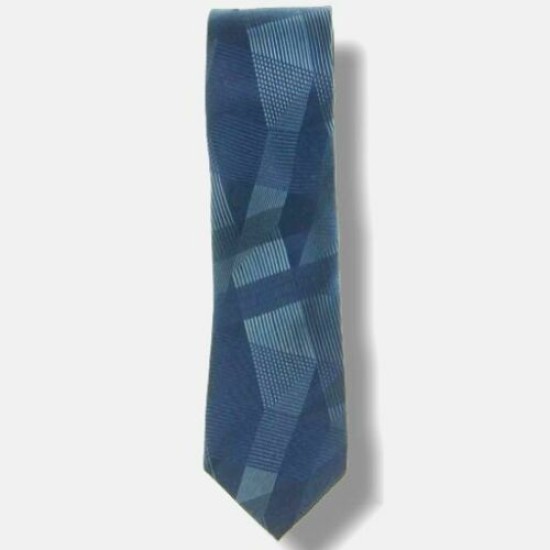  Men’s Macro Geometric Skinny Business Neck Tie Silk, Navy