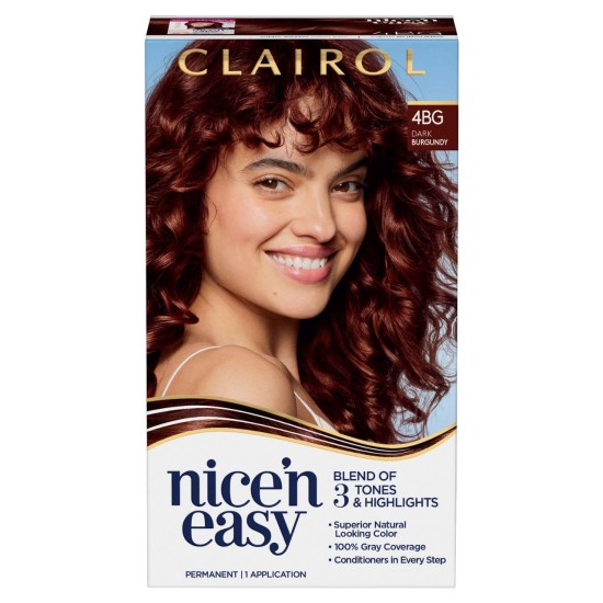  Nice’n Easy Permanent Hair Color Creme, 4BG Dark Burgundy, Hair Dye, 1 Application