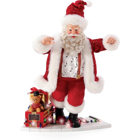  Possible Dreams FAO Schwarz Santa on The Toy Piano Lit Figurine, 10.5 Inch, Multicolor