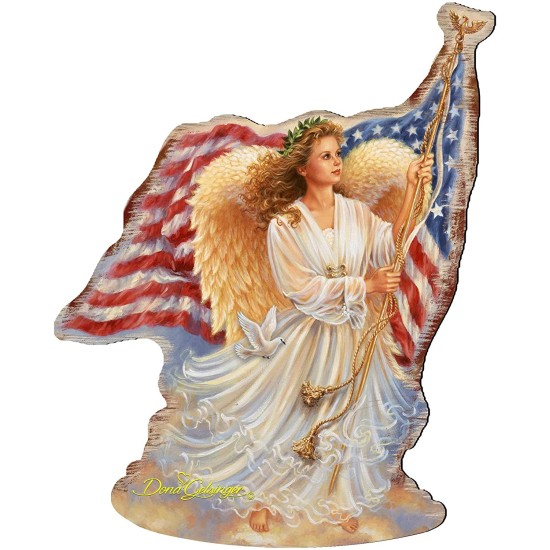  Wooden Ornament by Dona Gelsinger – American Angel Wooden Ornament