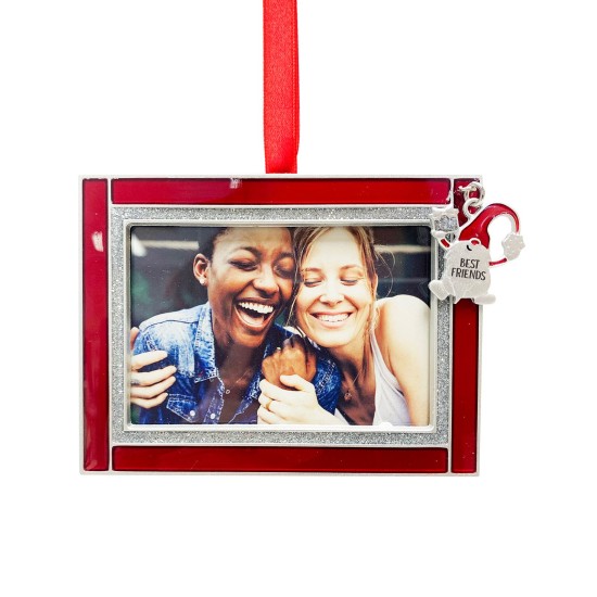  4″ Frame Ornament Gnome ‘Best Friends’ Red/Silver