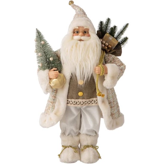  18 in. H Christmas Santa Figurine, One Size, White